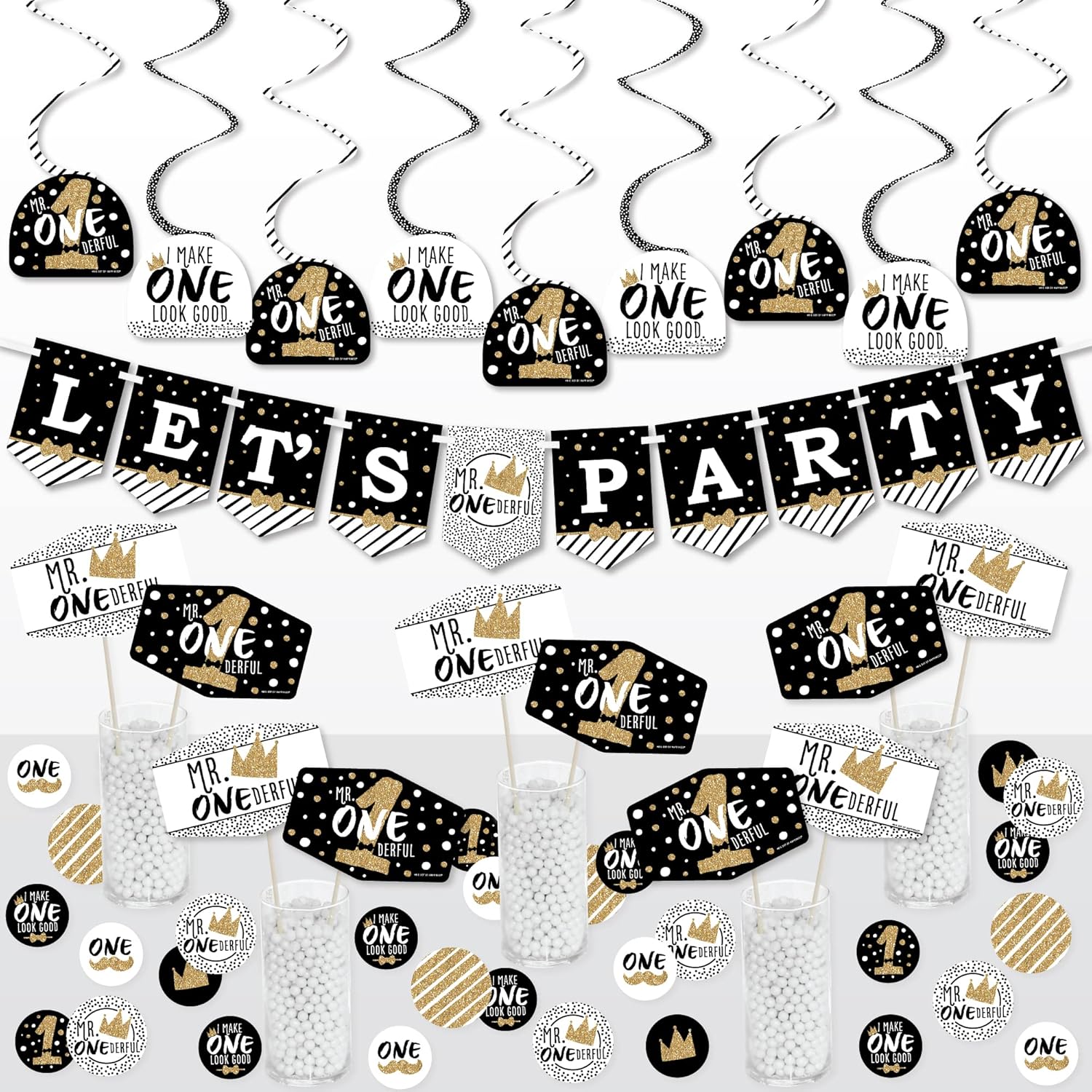 Big Dot of Happiness 1st Birthday Decor Kit - 51 Pieces