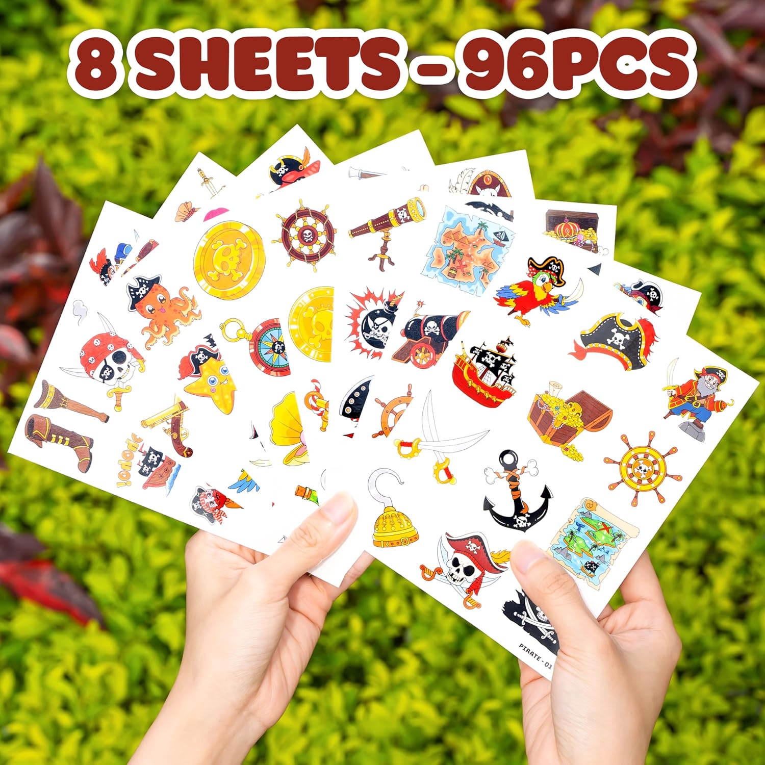 96PCS Pirate Ship Nautical Temporary Tattoos for Kids