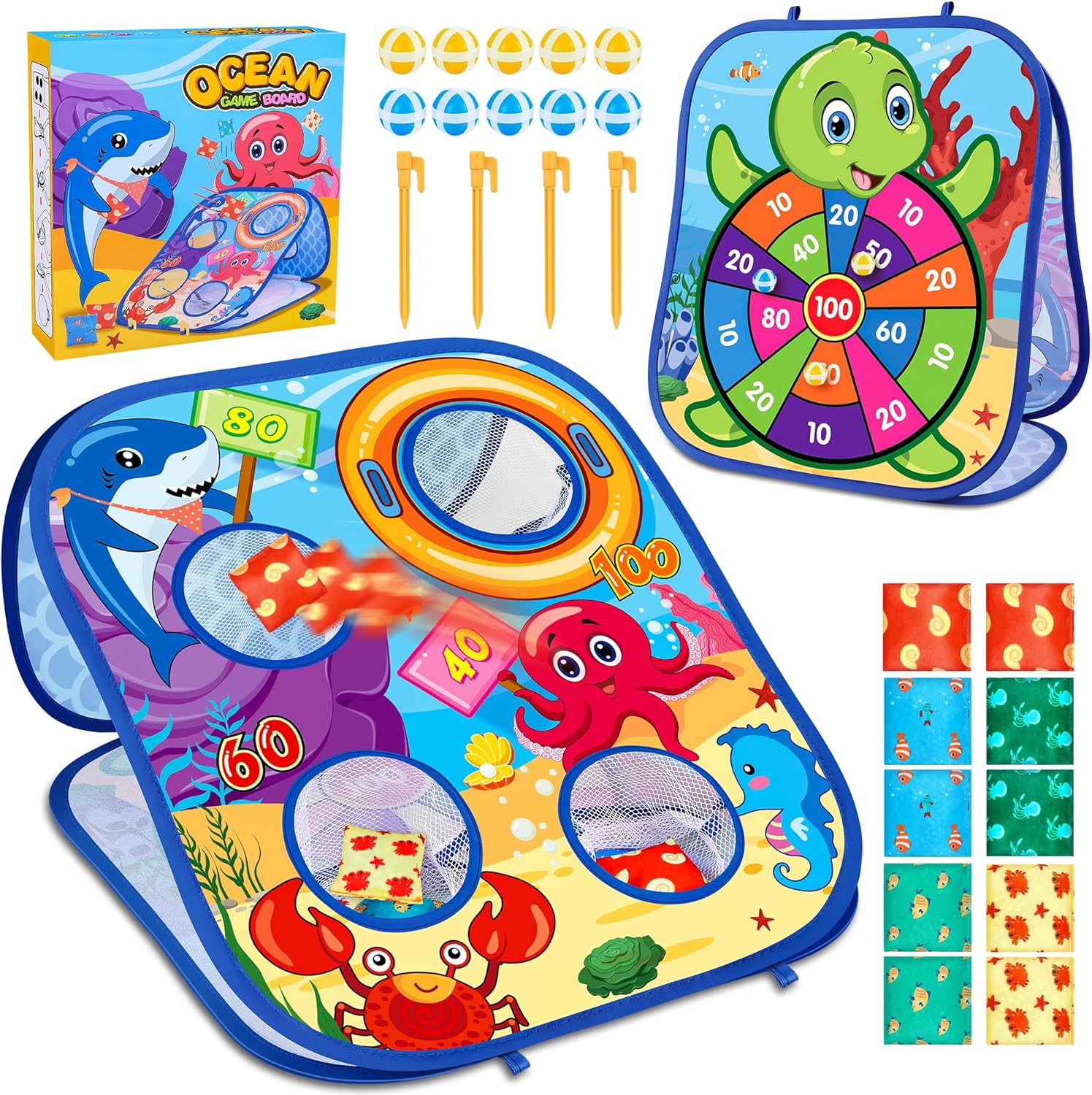 Animal Bean Bag Toss Game Set Outdoor Family Party Toy