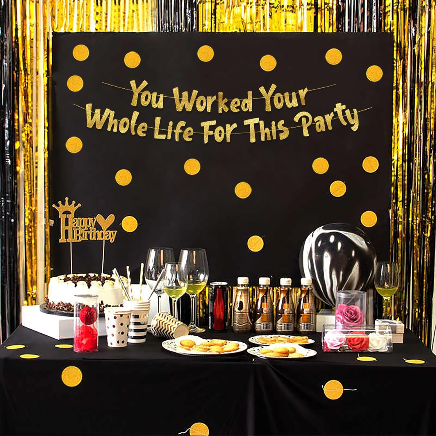 You Worked Your Whole Life For This Party Gold Glitter Banner