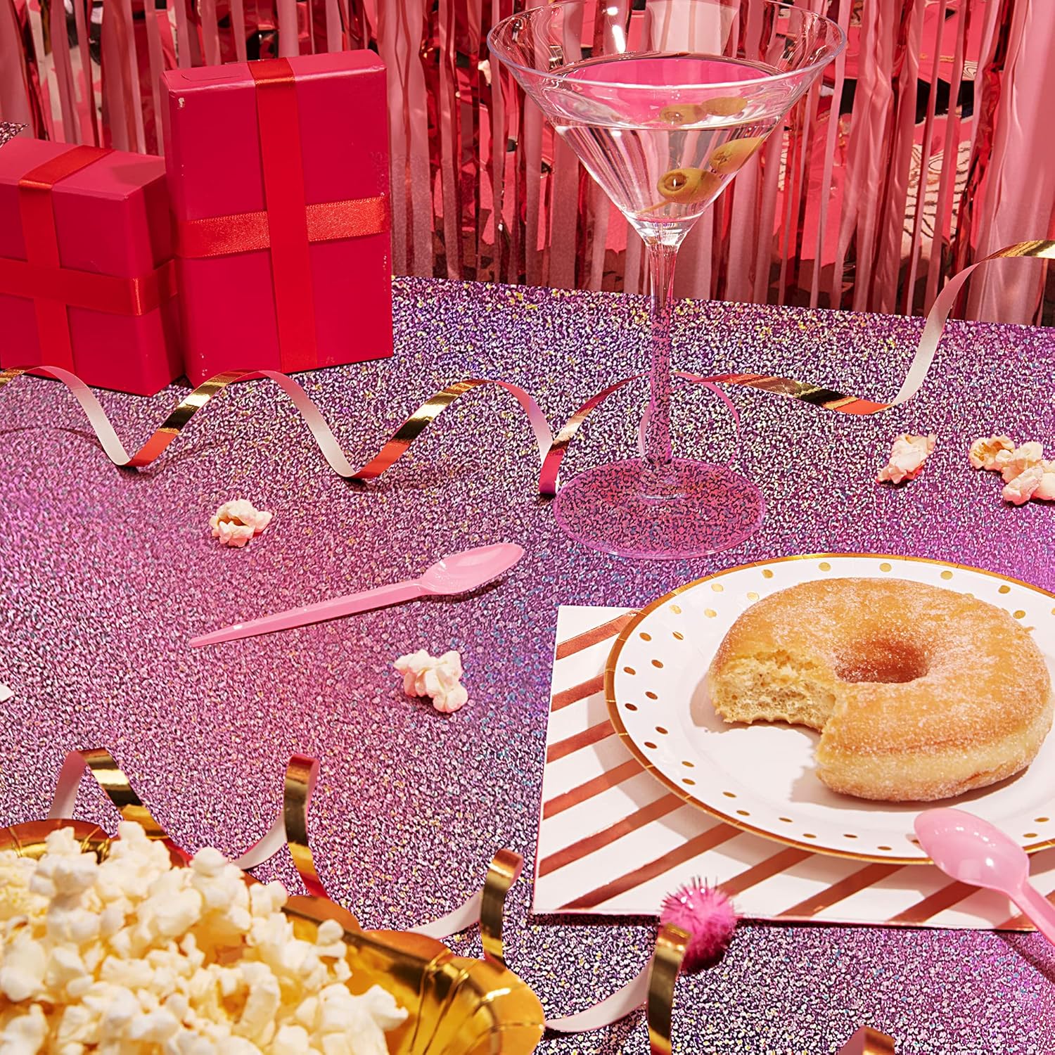 2 pcs Pink Holographic Tablecloths for Party Decorations