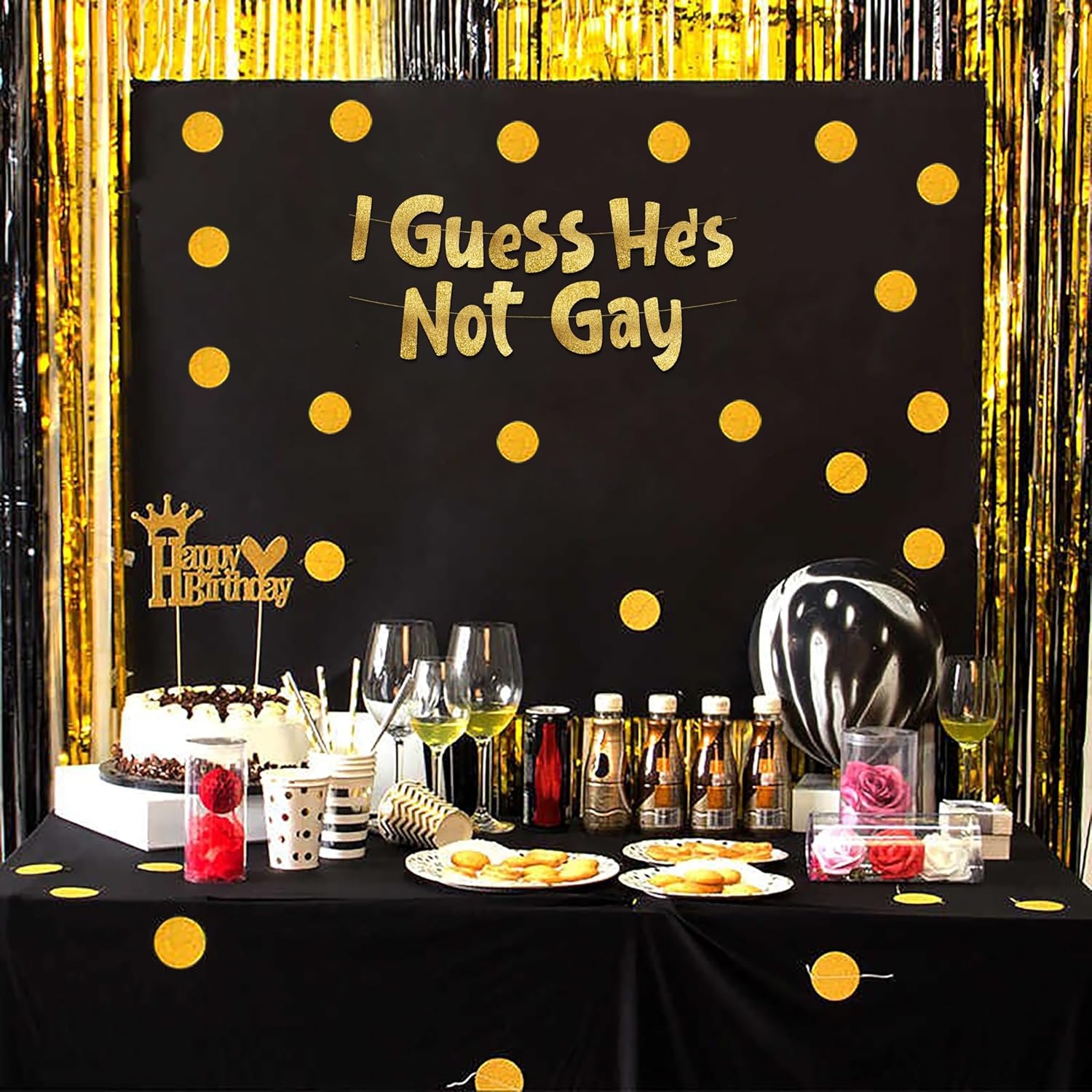 Funny Bachelor Party Gold Glitter Banner