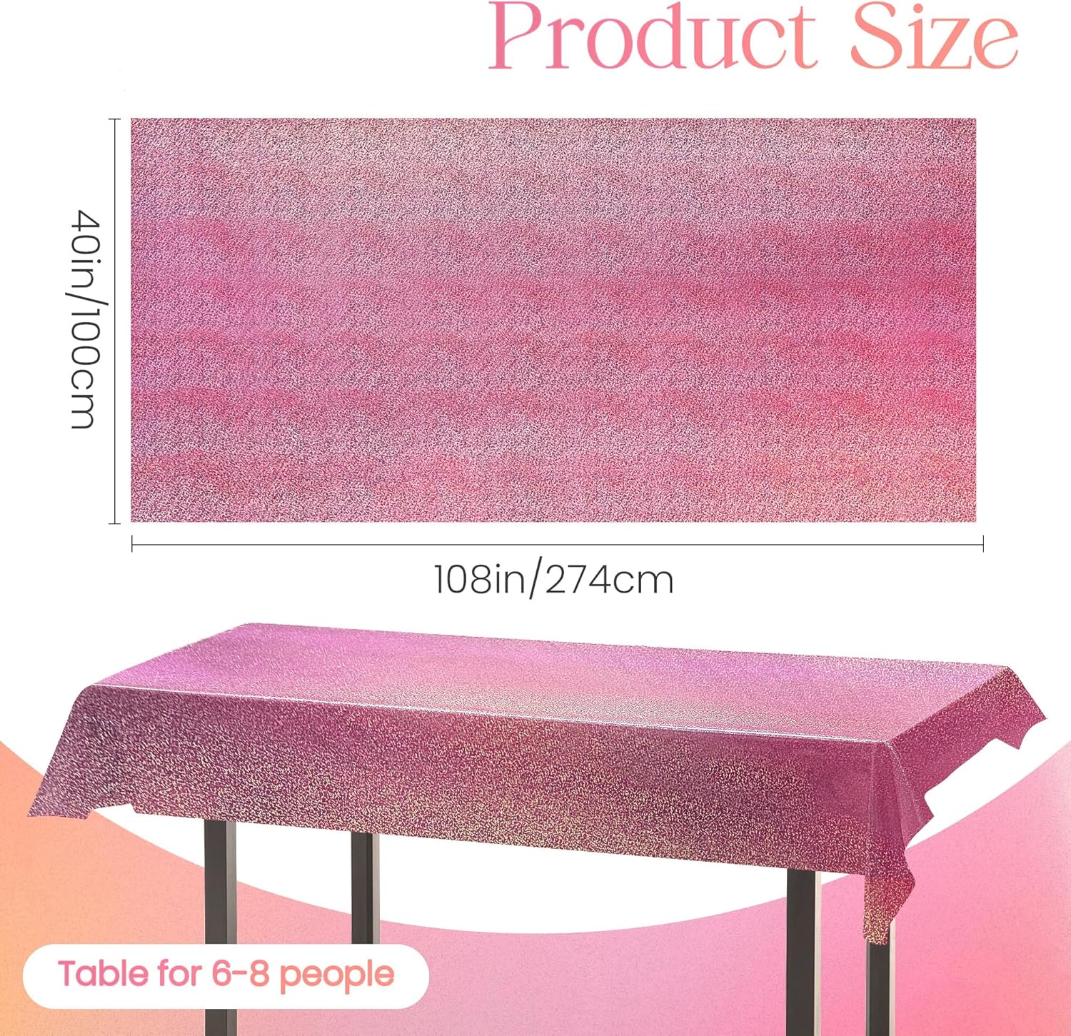 2 pcs Pink Holographic Tablecloths for Party Decorations