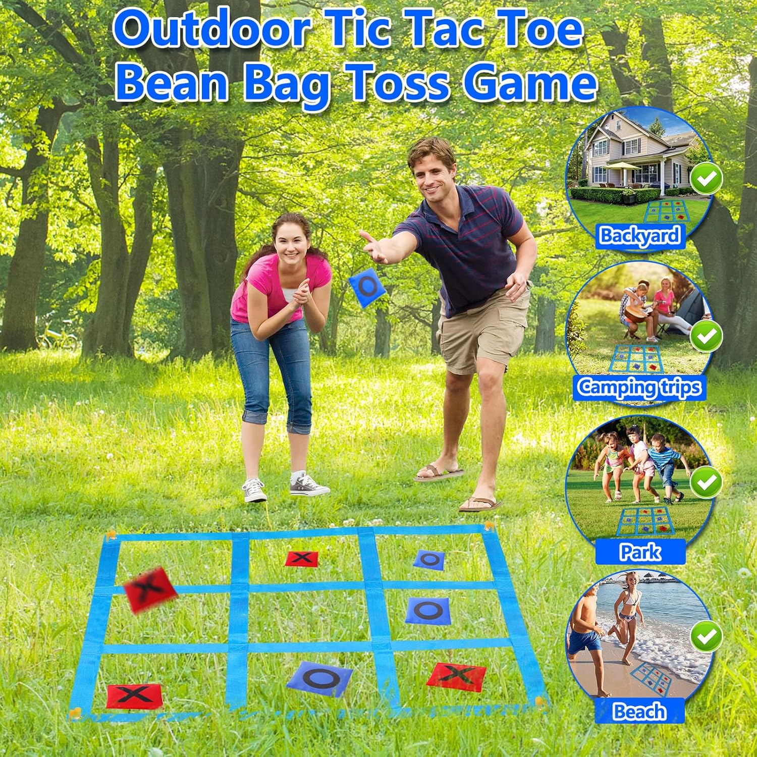 CWLAKON Outdoor Giant Tic Tac Toe Bean Bag Game Set