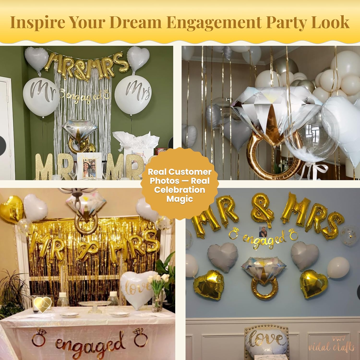Vidal Crafts Gold Engagement Party Decorations