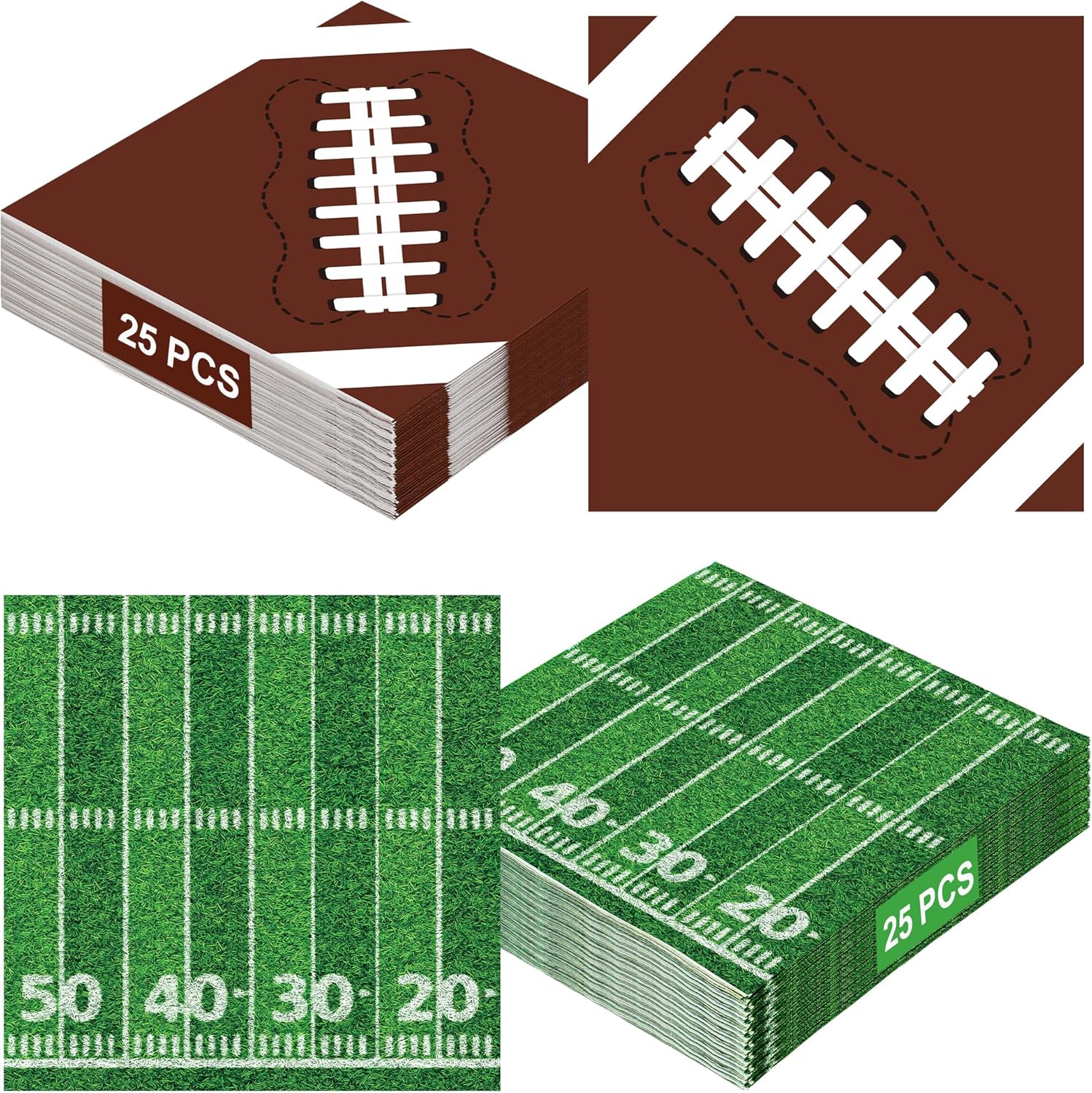 50 PCS Football Napkins 2 Styles 65 Inches