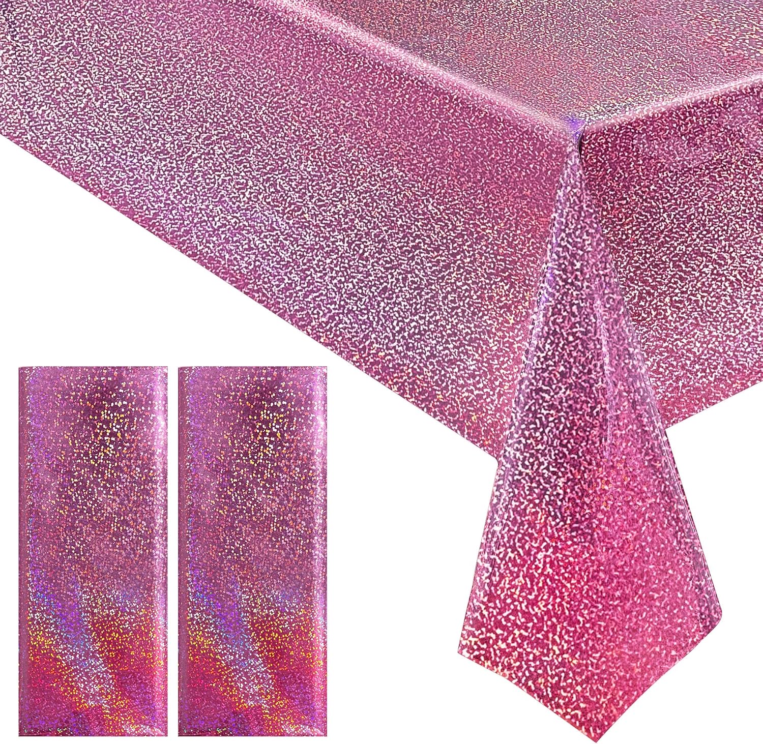 2 pcs Pink Holographic Tablecloths for Party Decorations