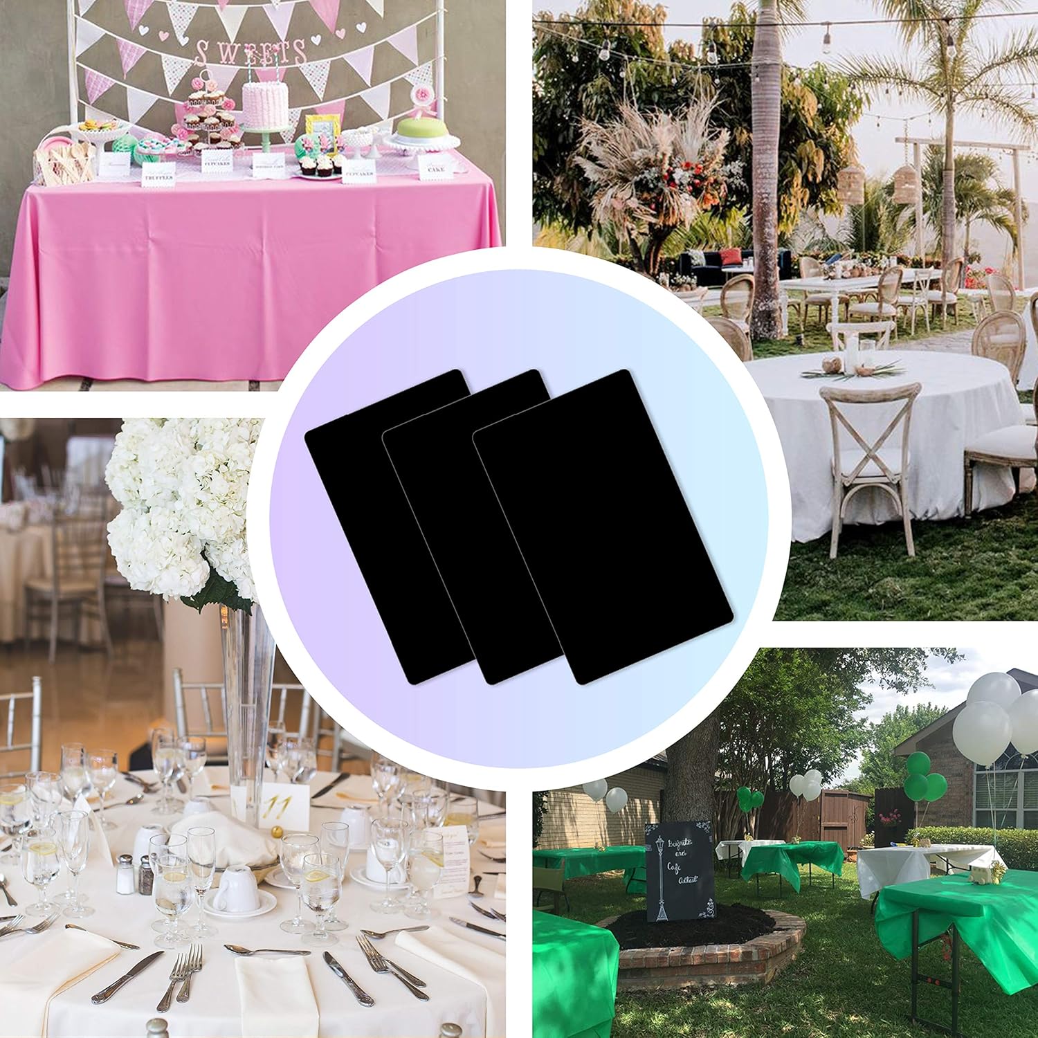 Childom 3 Pack Plastic Tablecloths for 8 Foot Tables