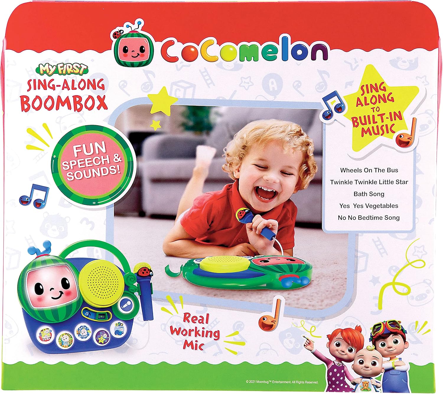 eKids Cocomelon Singalong Boombox with Microphone and Built-in Music
