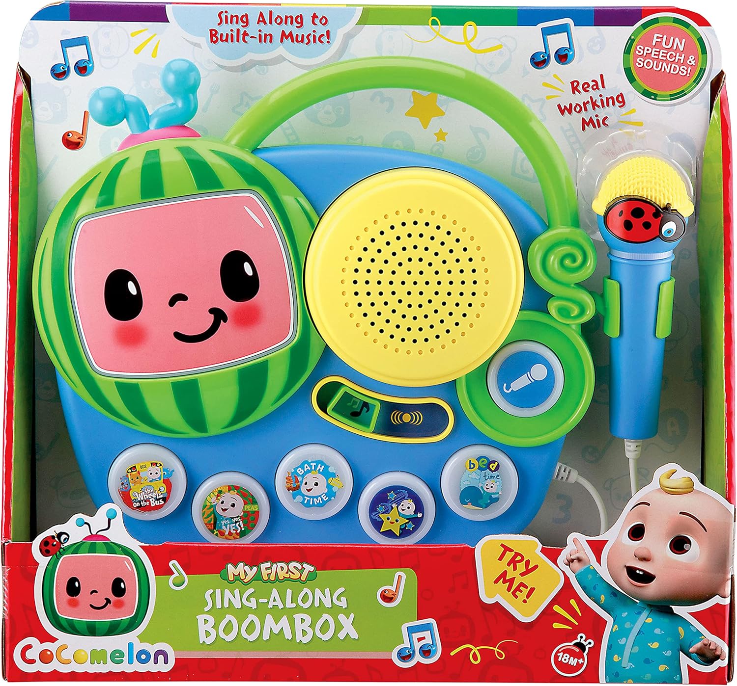 eKids Cocomelon Singalong Boombox with Microphone and Built-in Music