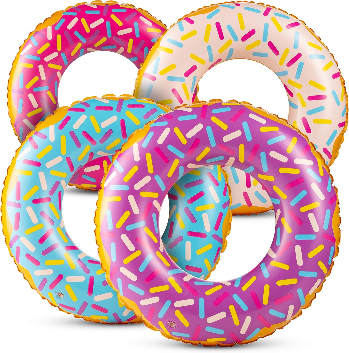 Bedwina Inflatable Donut Pool Floats Pack of 4