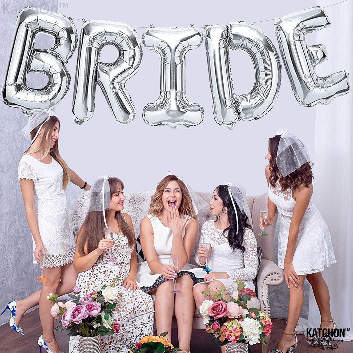 KatchOn Giant Bride Balloons Silver 40 Inch