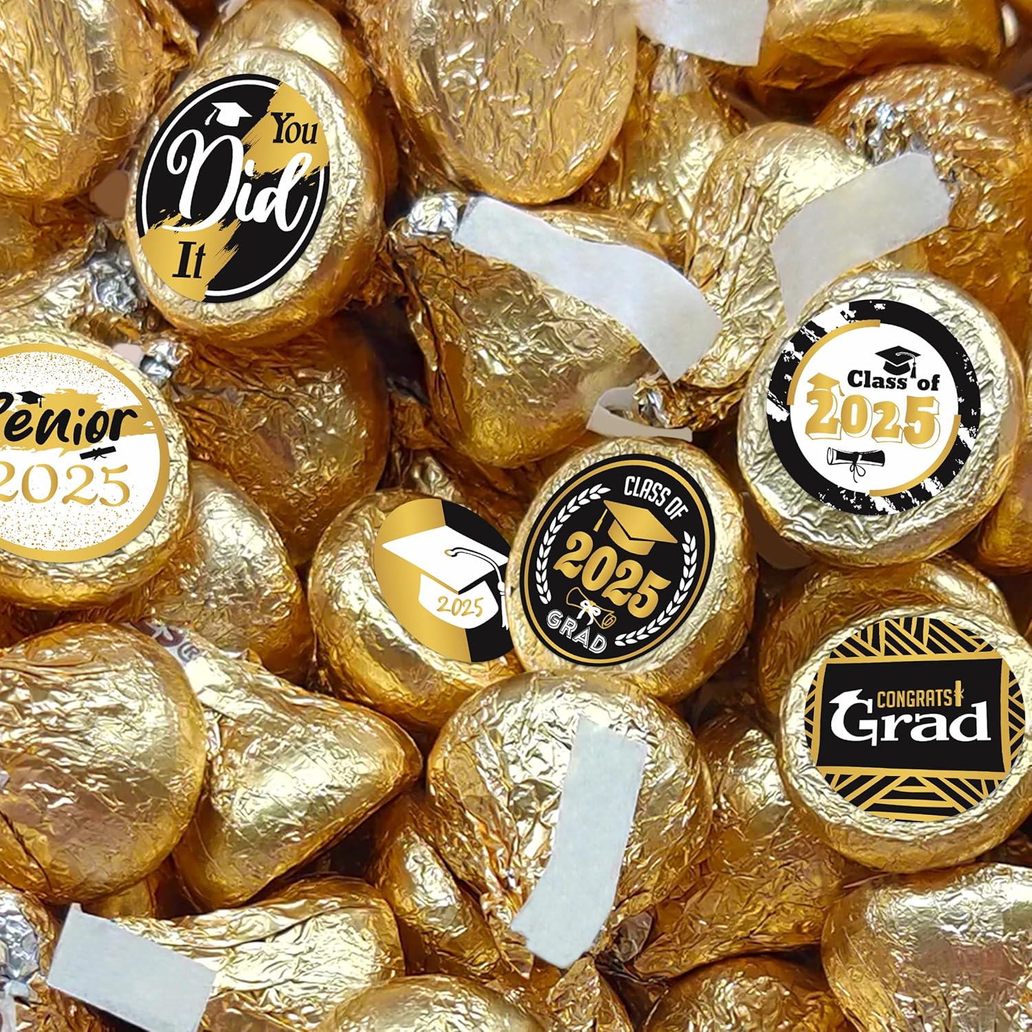 Gold and Black Graduation Party Favors Stickers 150 Count