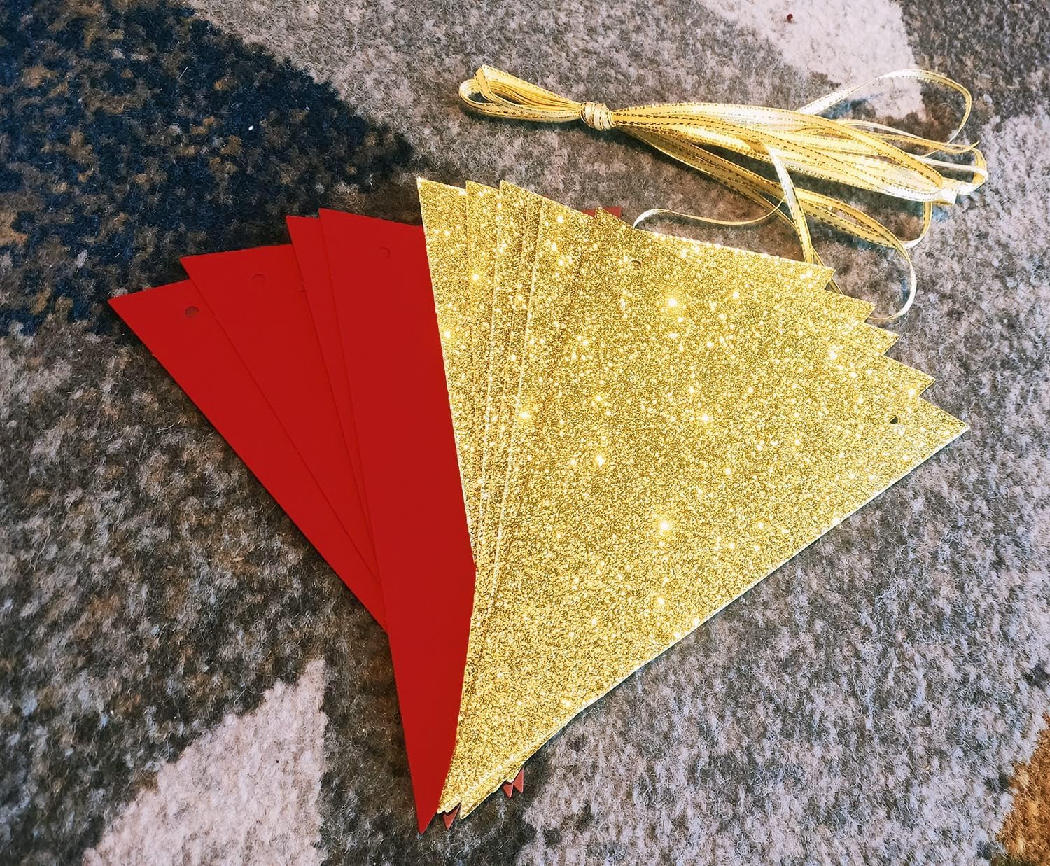 Red Gold Triangle Banners for Graduation and Christmas