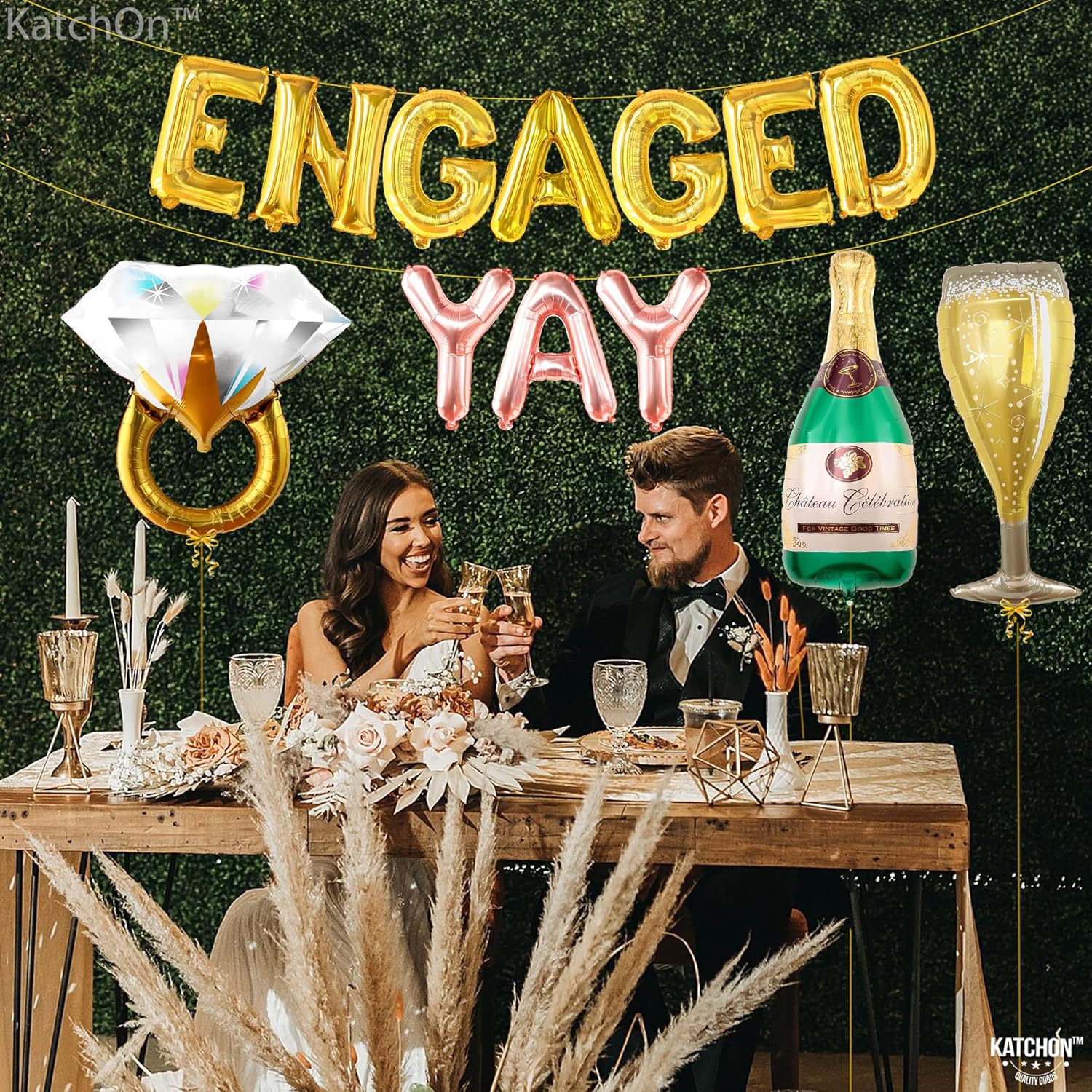 KatchOn Yay Engaged Balloons Set - 37 Inch Pack of 13