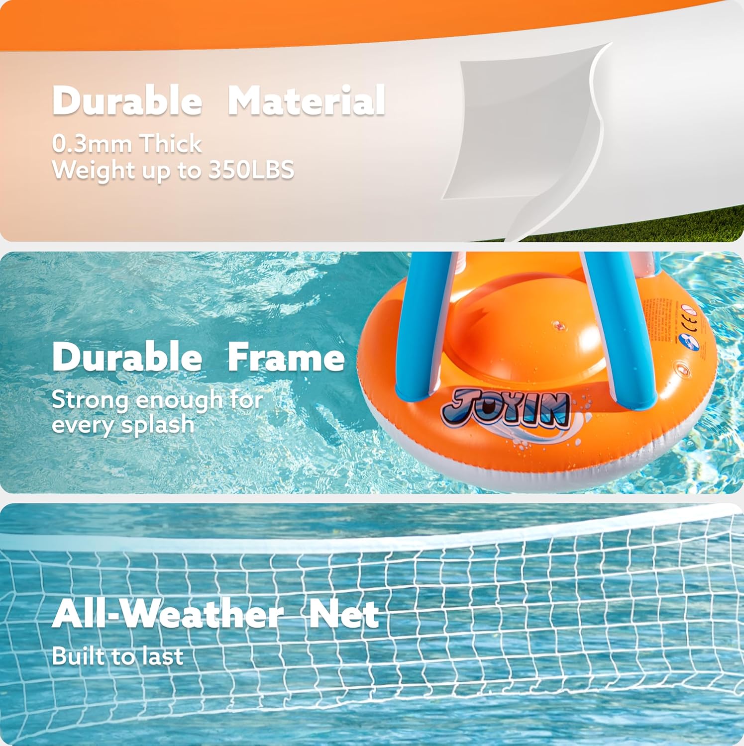 JOYIN Inflatable Pool Float Set with Volleyball Net and Basketball Hoops