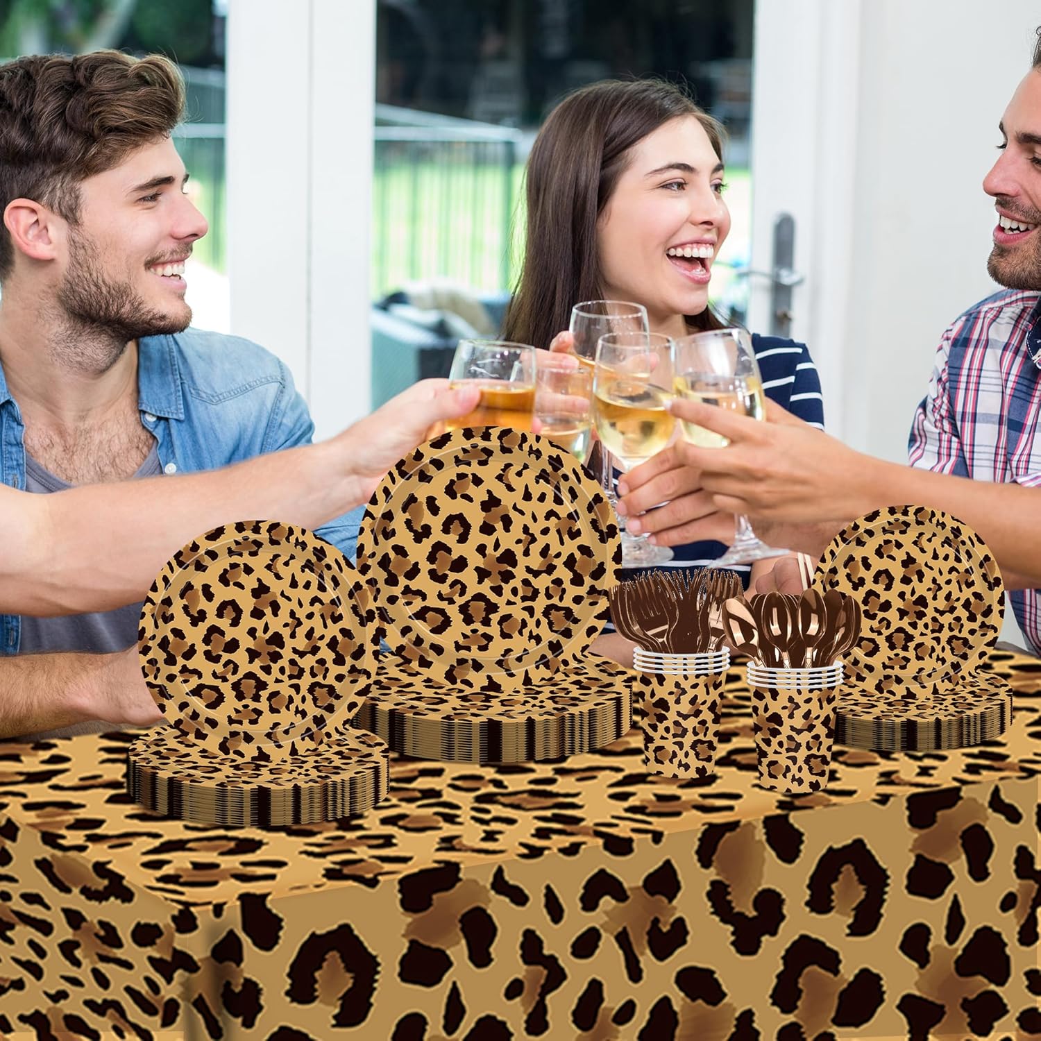 140PCS Leopard Print Party Decorations Set for 20 Guests