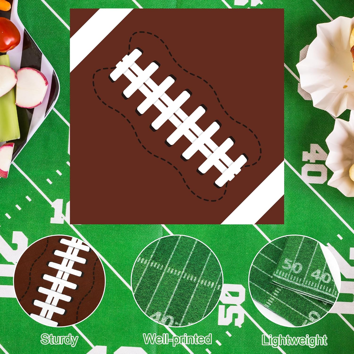 50 PCS Football Napkins 2 Styles 65 Inches
