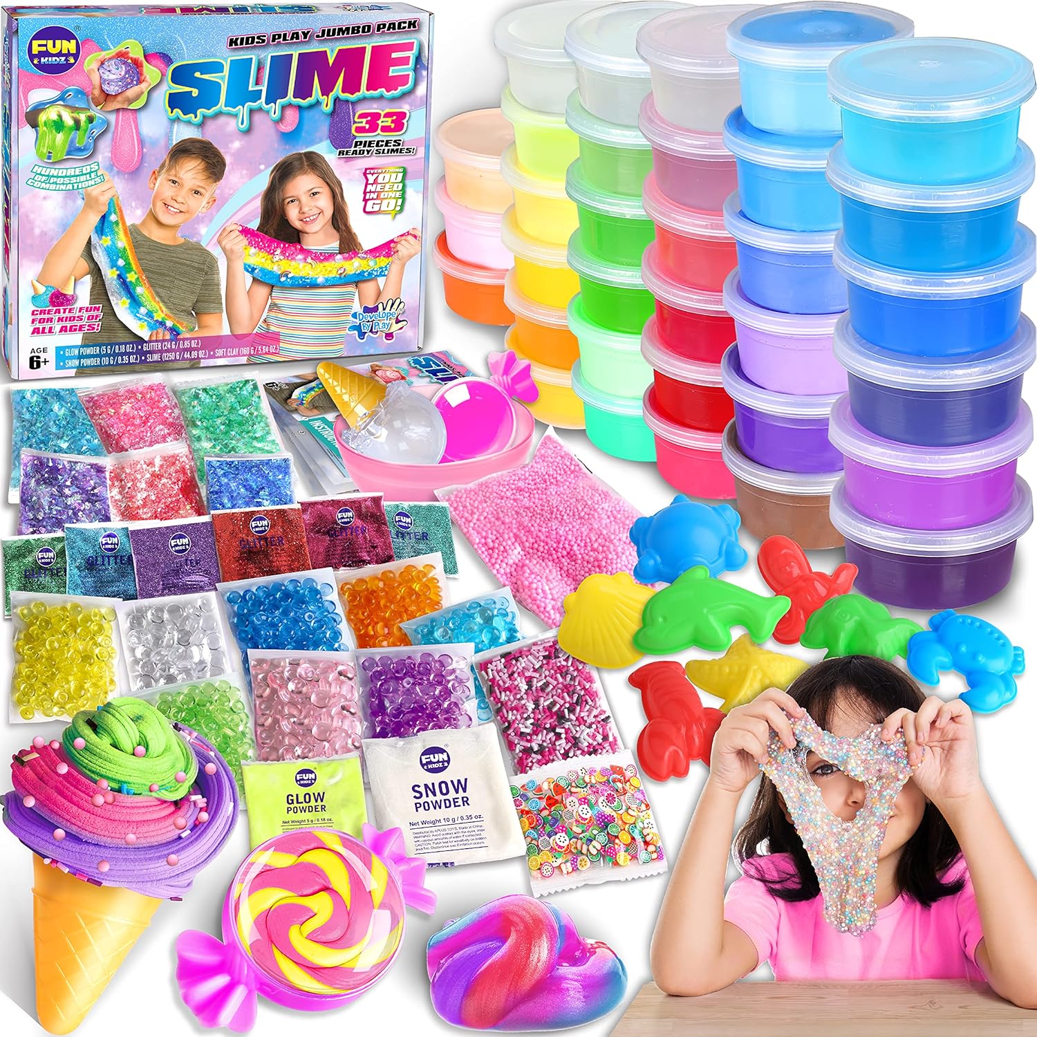 FunKidz 33 Cups Jumbo Slime Kit for Kids