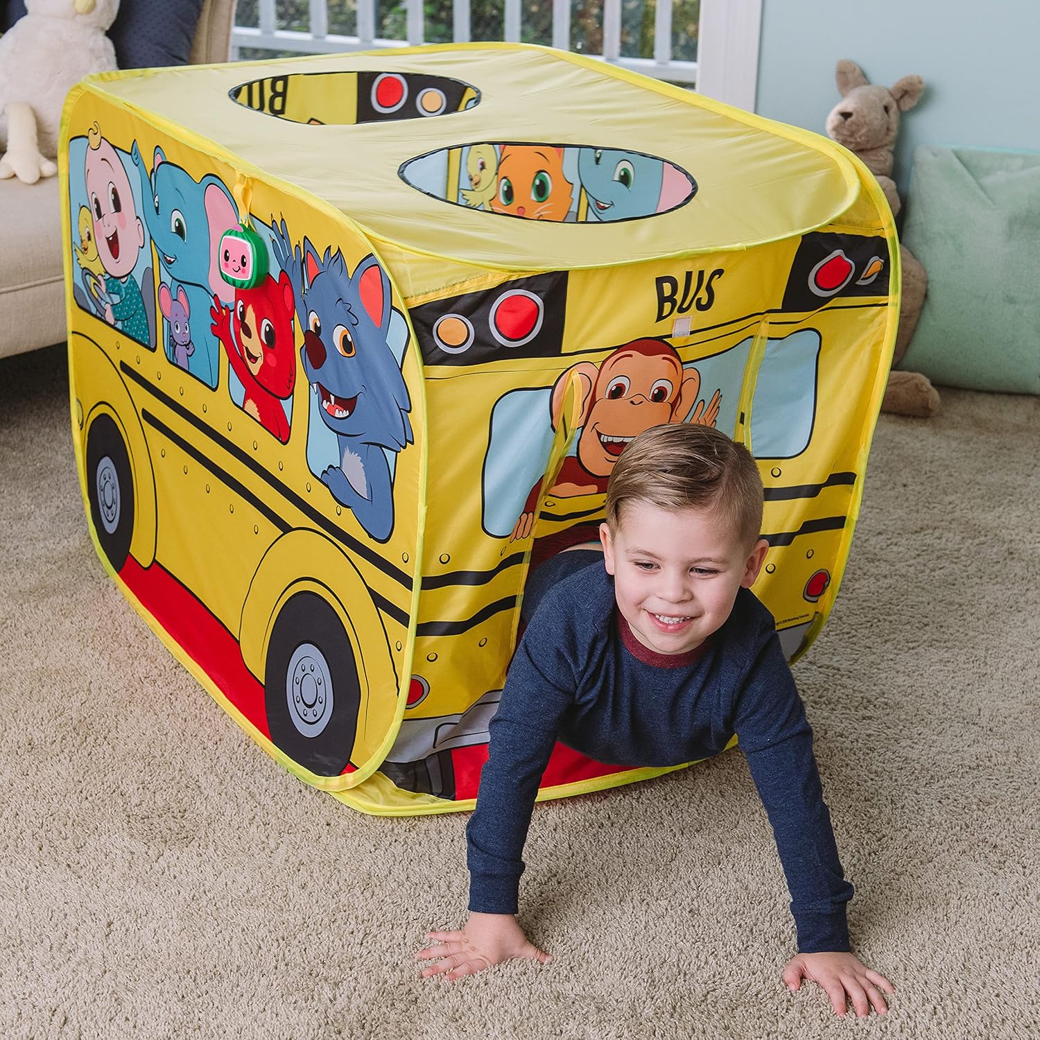 Cocomelon Musical Yellow School Bus Pop Up Tent for Kids 3