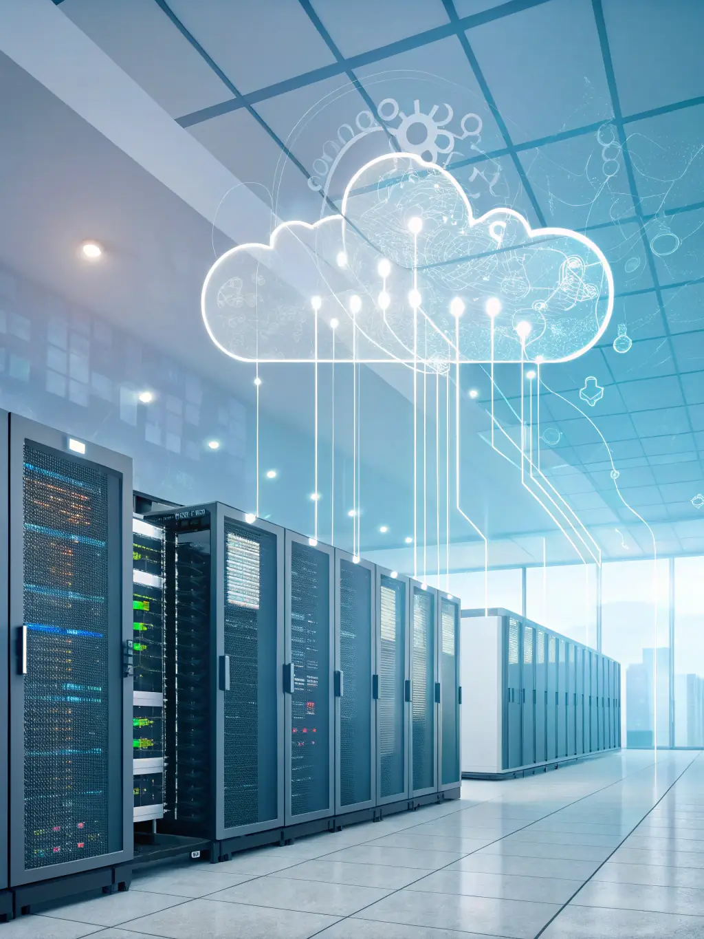 A visual representation of cloud computing infrastructure, highlighting the scalability and flexibility of cloud solutions for businesses.