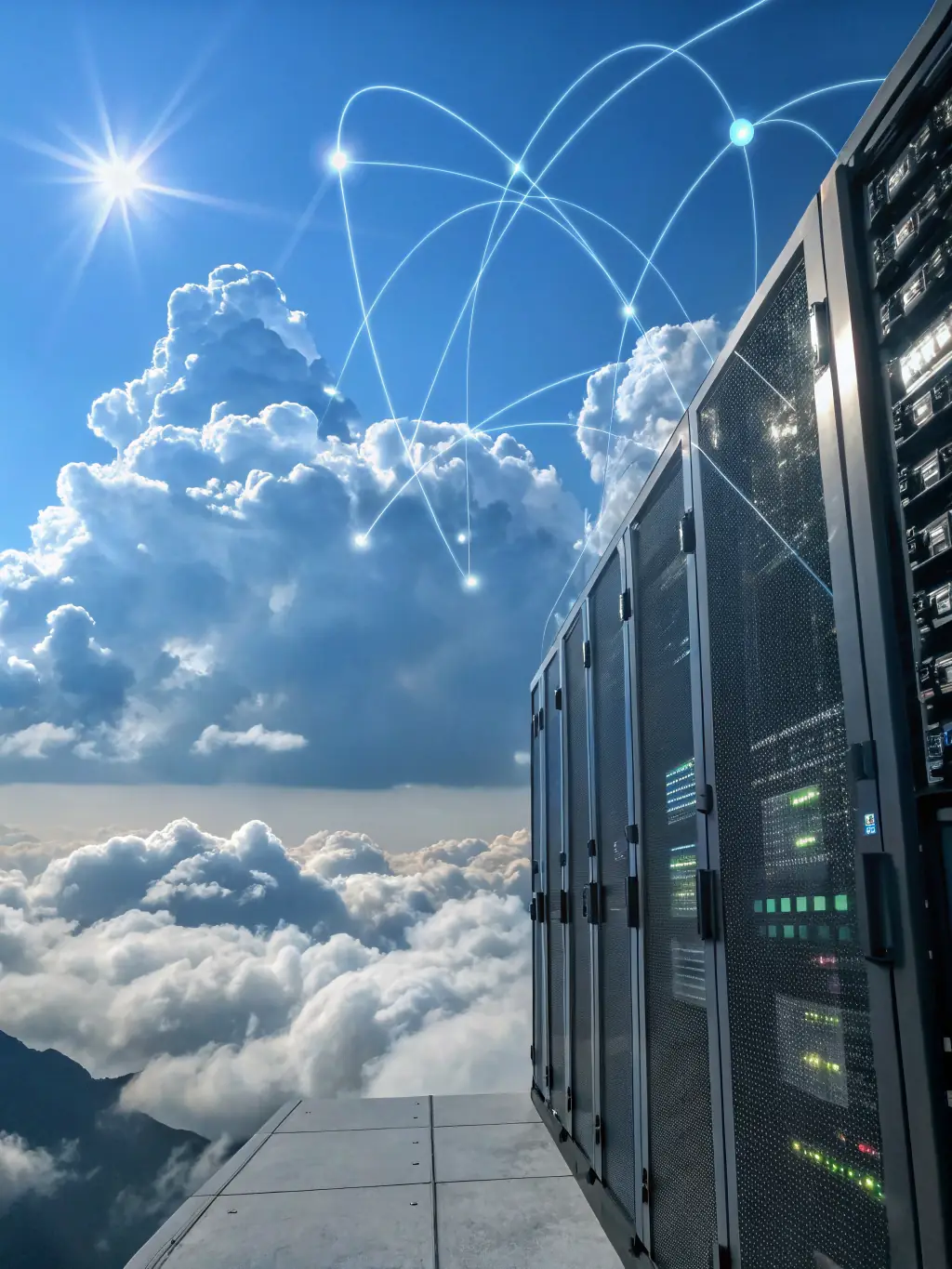 A visual representation of cloud infrastructure and cybersecurity measures, emphasizing the importance of secure and scalable technology solutions.