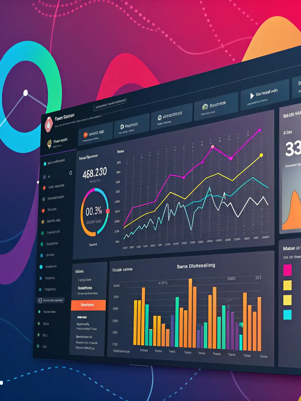 An image depicting data analytics dashboards and visualizations, showcasing insights derived from data analysis to improve business decision-making.